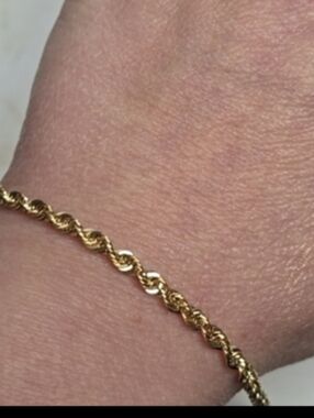 14k Gold Rope Bracelet 7 Inch New
